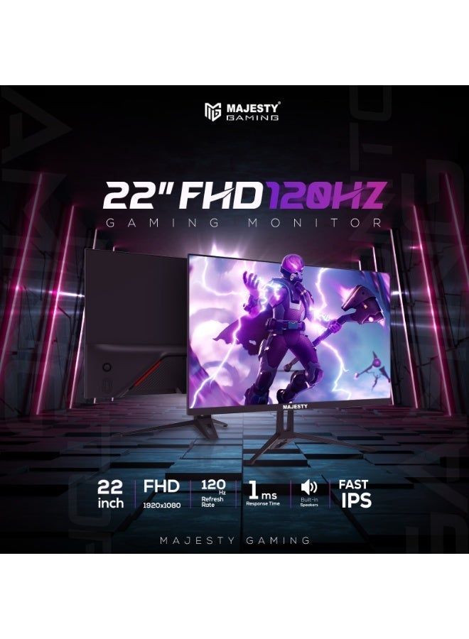 ماجيستي شاشة ألعاب 22 بوصة FHD 1920×1080 | IPS | 120Hz (مع كسر سرعة حتى 120Hz) | 1ms | HDR | ‎100% sRGB | G-SYNC & FreeSync | سماعات مدمجة | HDMI & VGA | VESA - Image 2